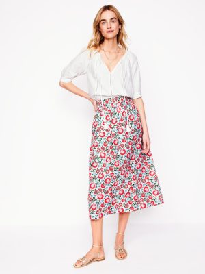 Double Cloth Smocked Skirt-Ivory. Garden Vine