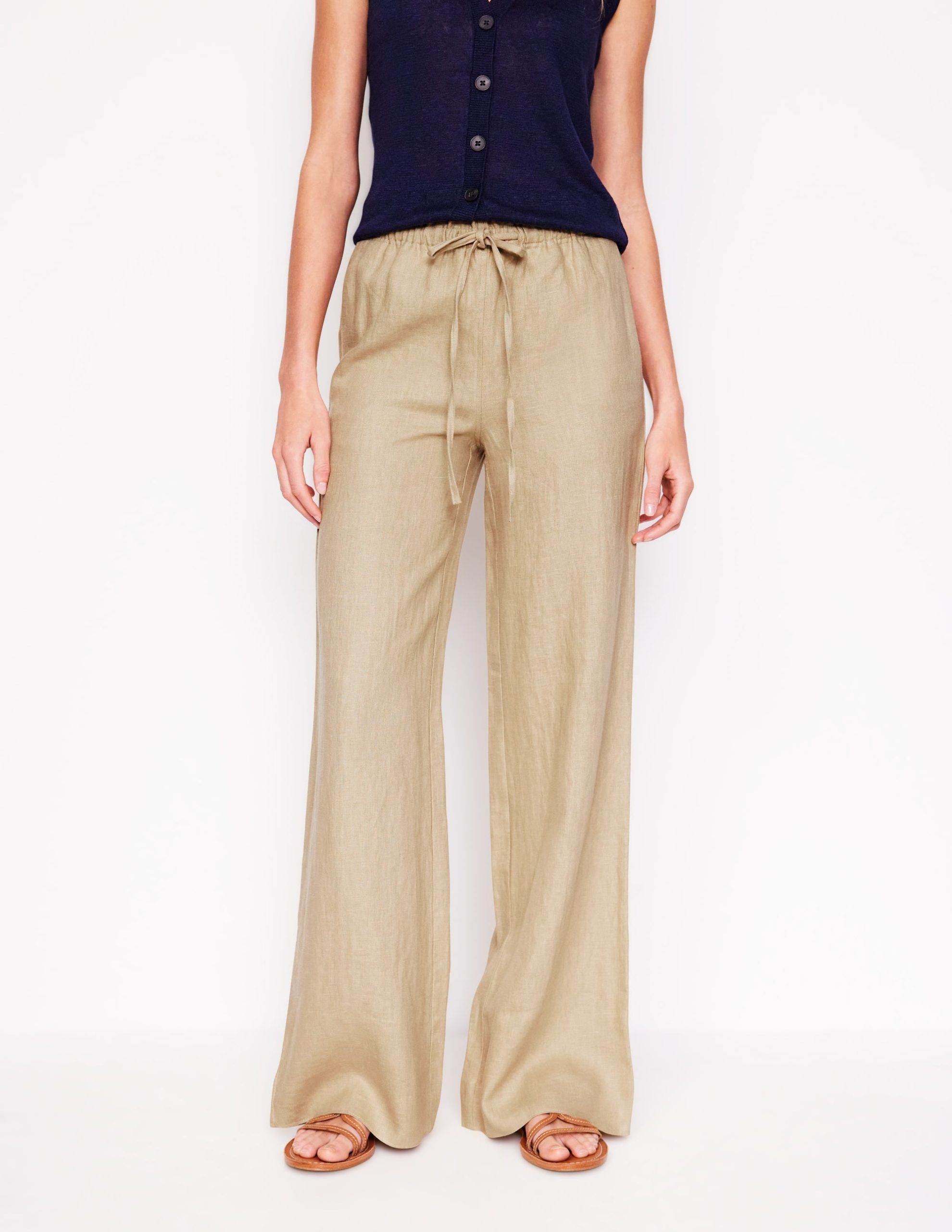 Islington Linen Trousers-Oatmeal - Image 5