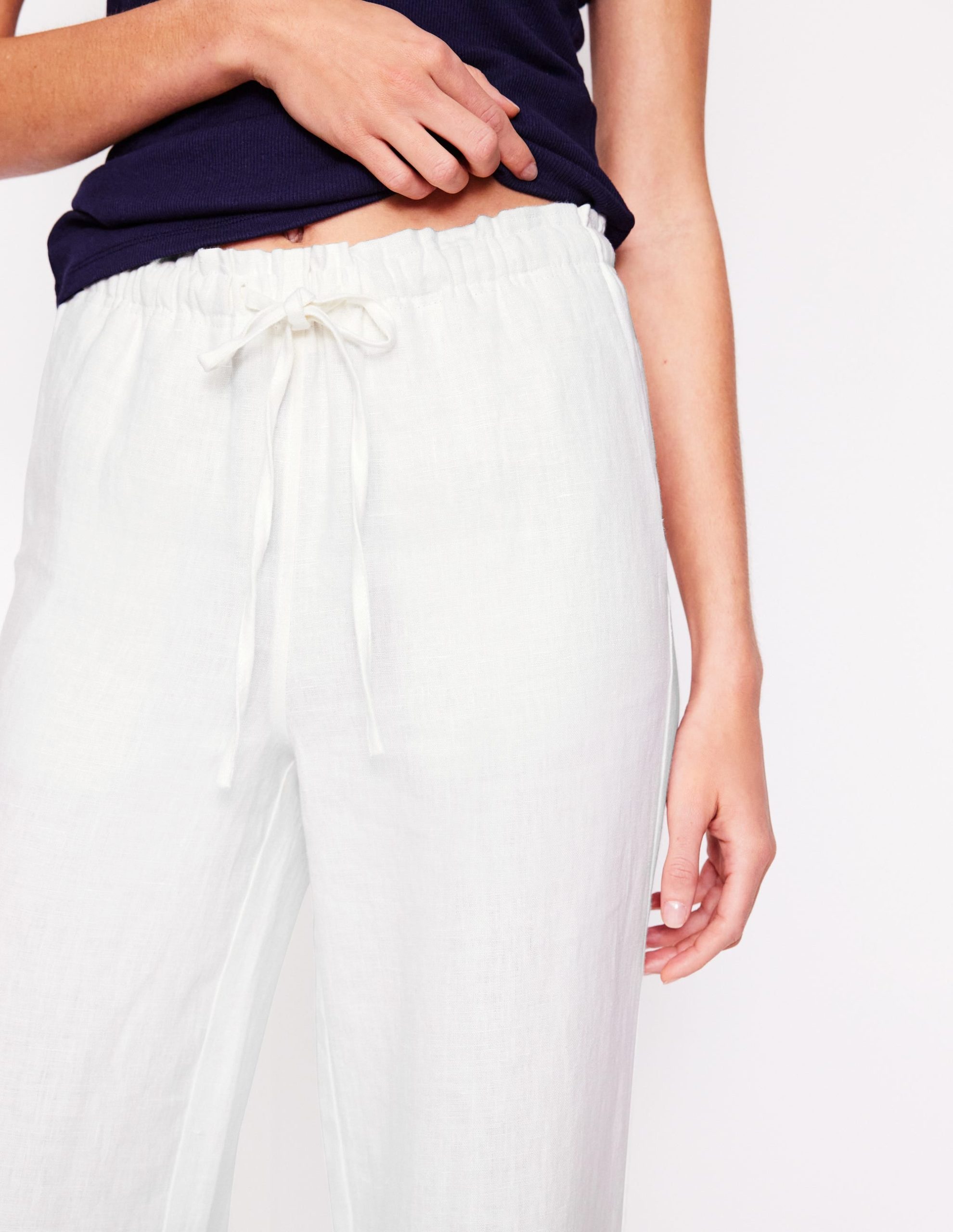 Islington Linen Trousers-White - Image 4