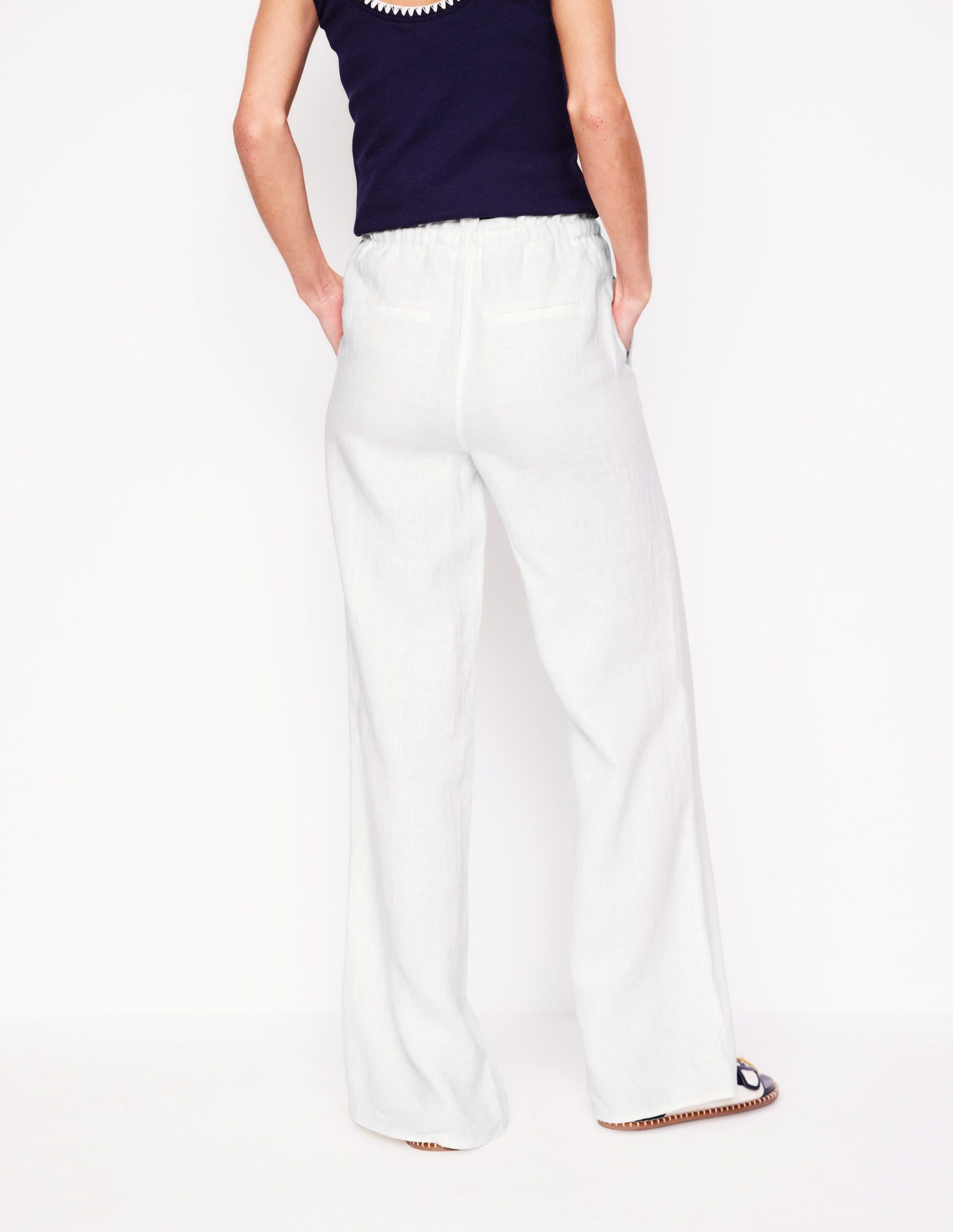 Islington Linen Trousers-White - Image 5