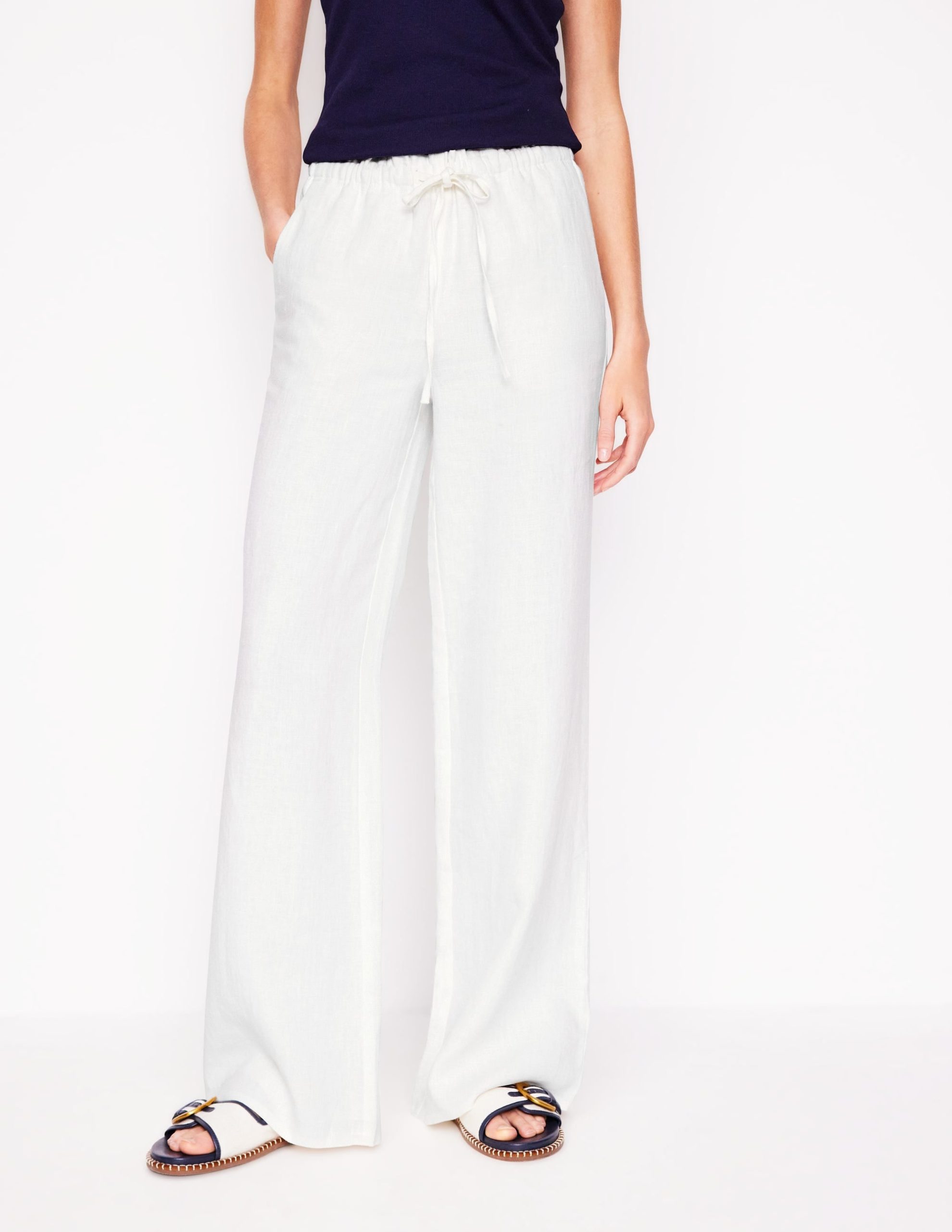 Islington Linen Trousers-White - Image 6