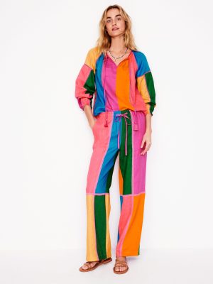 Islington Linen Pants-Multi Colourblock