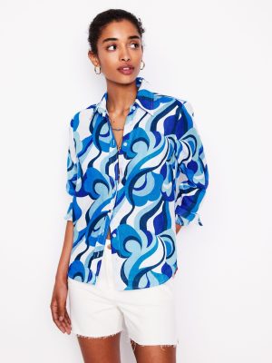 Sienna Linen Shirt-Multi Abstract Swirl