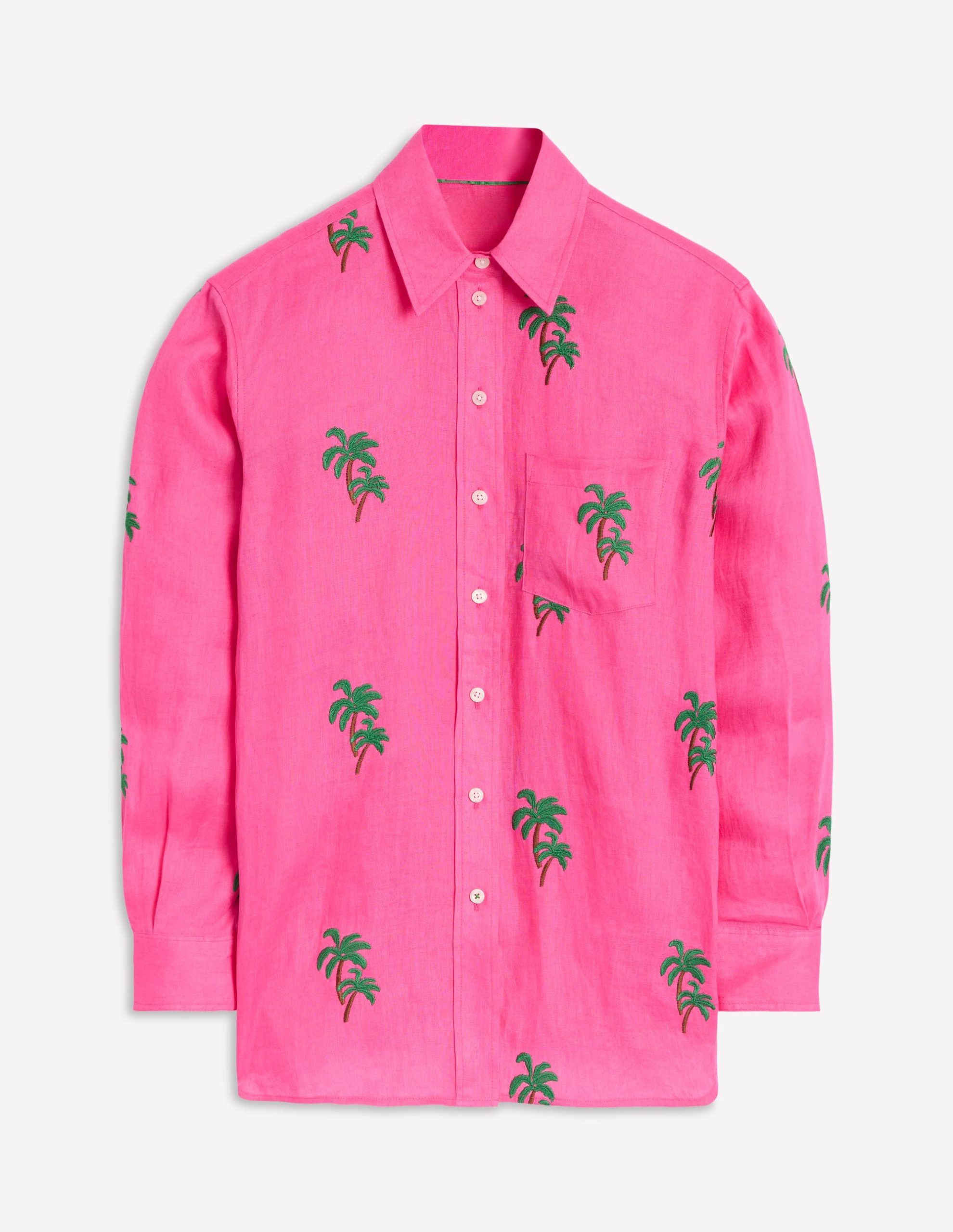 Sadie Relaxed Linen Shirt-Sorbet Pink. Palm Tree - Image 7