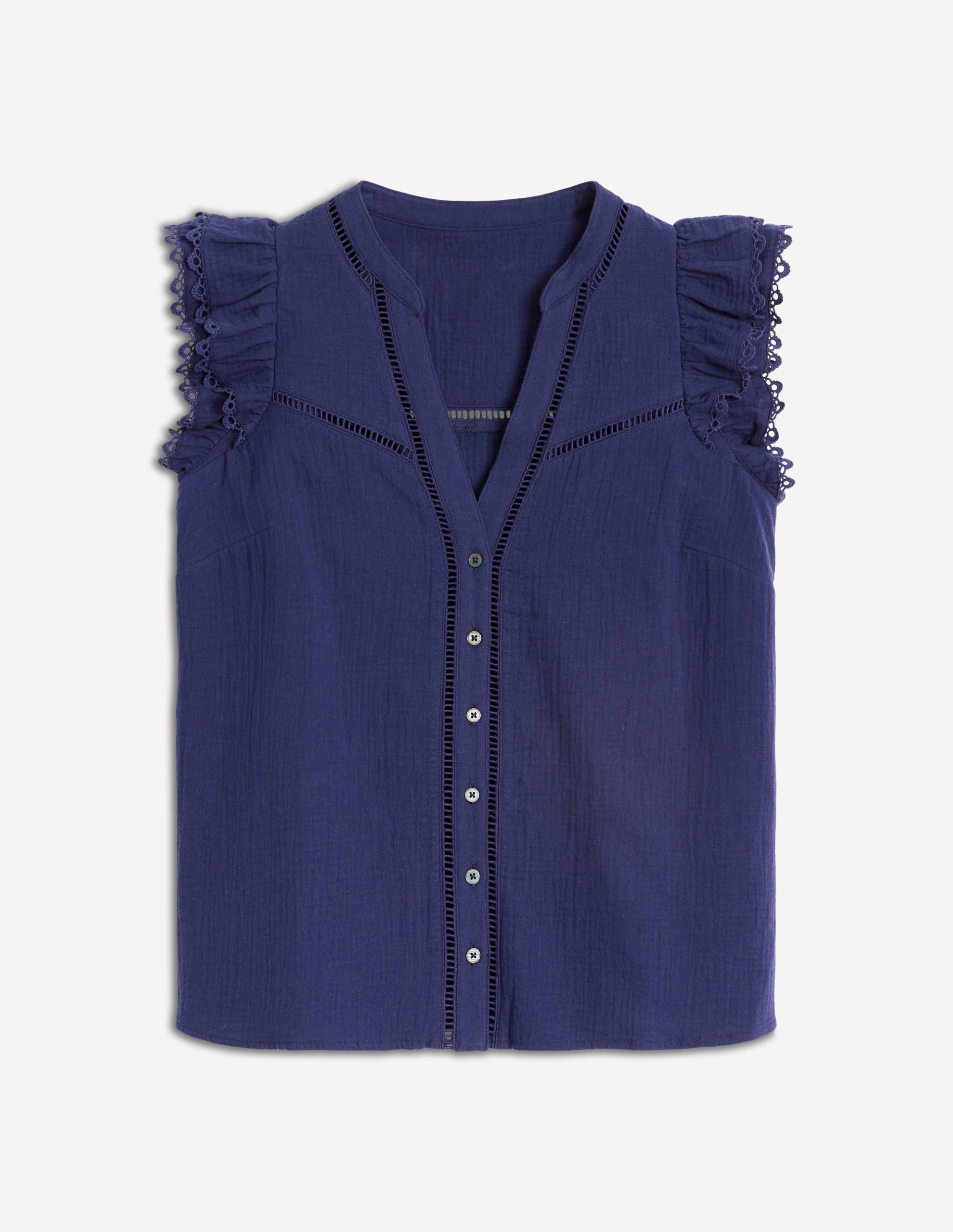 Sleeveless Double Cloth Top-Starboard Blue - Image 6