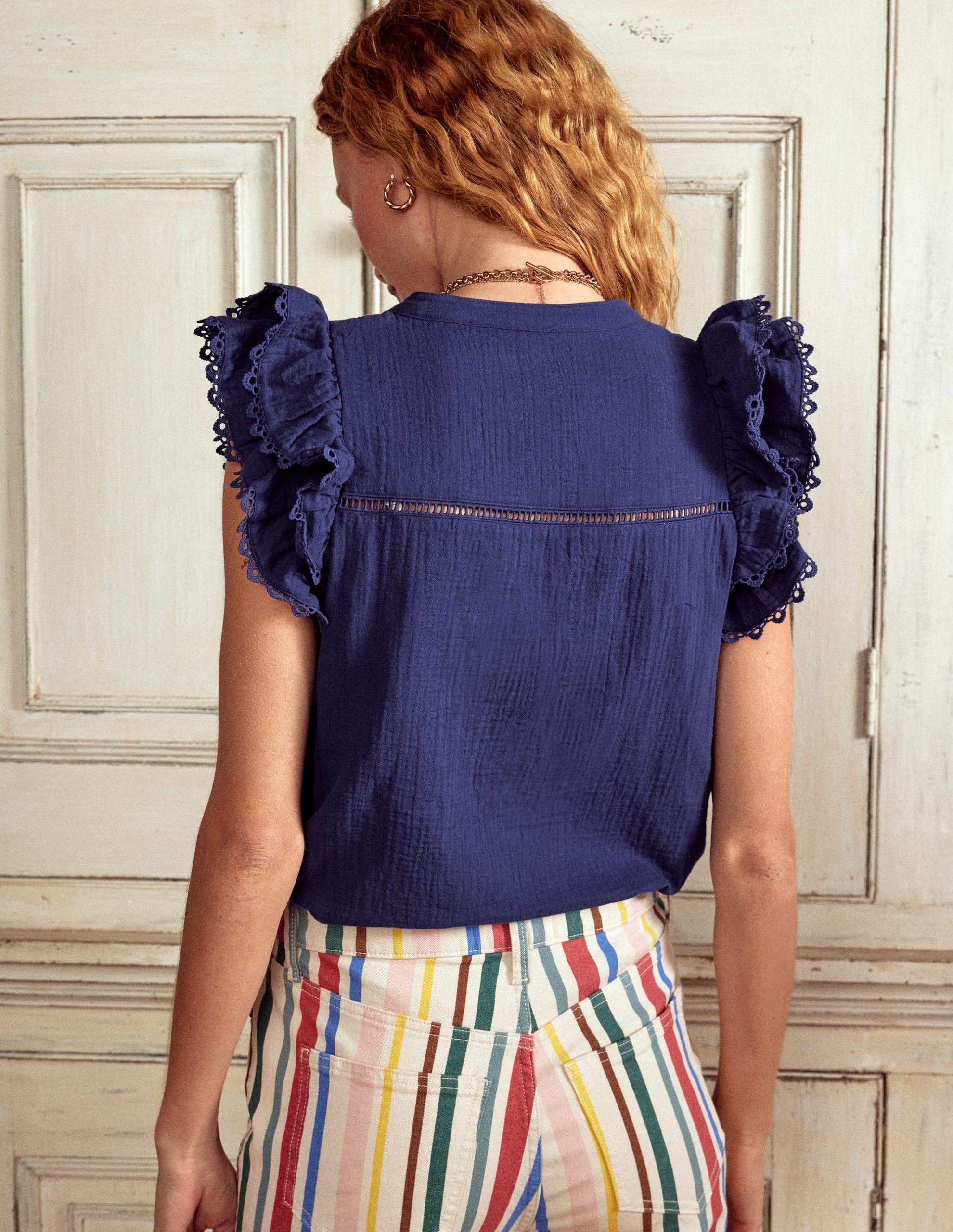 Sleeveless Double Cloth Top-Starboard Blue - Image 3