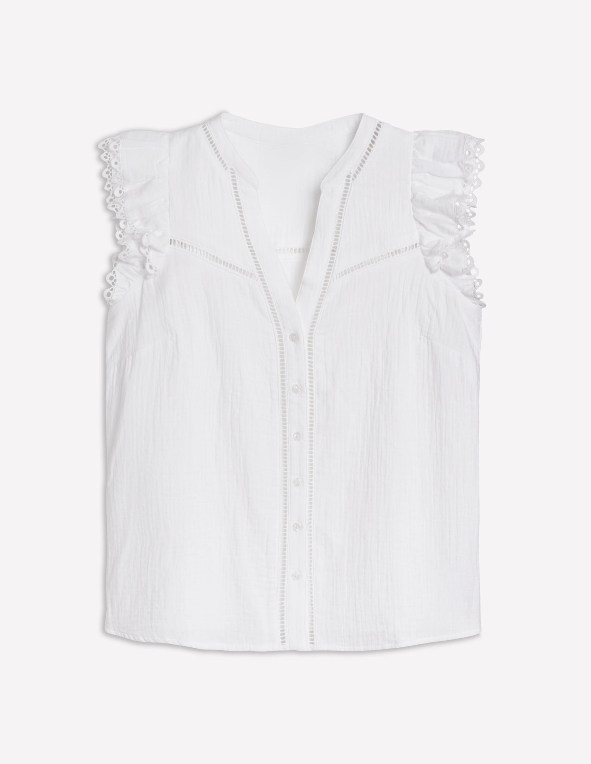 Sleeveless Double Cloth Top-White - Image 5