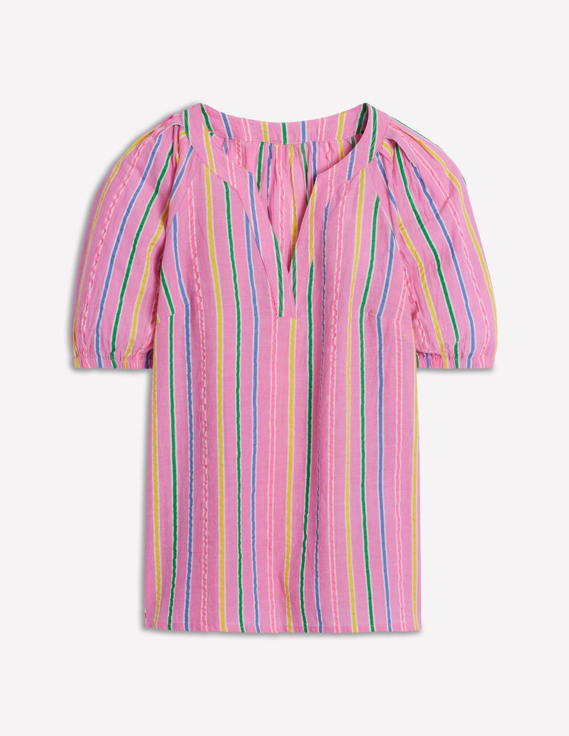 Brooke Cotton Top-Neon Pink Seersucker Stripe - Image 7
