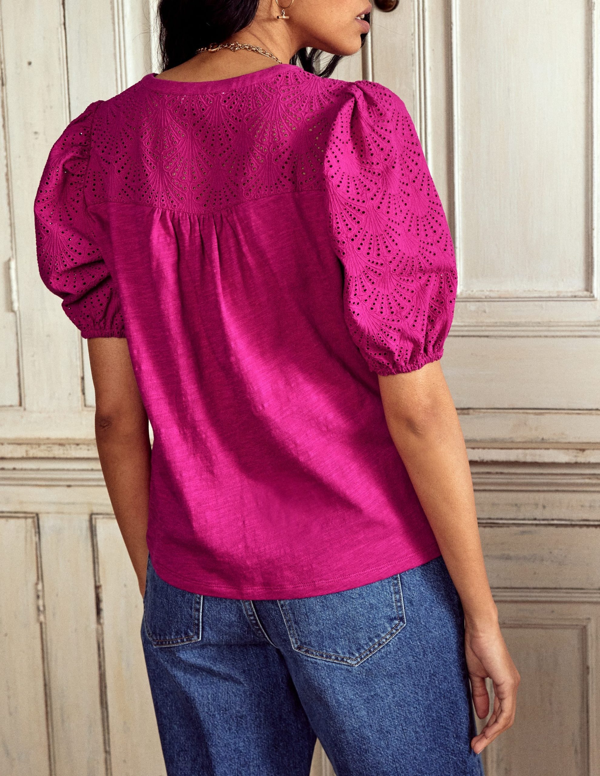Dolly Broderie Top-Fuchsia - Image 3
