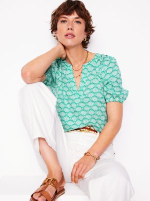 Brooke Linen Top-Aquamarine. Deco Palm