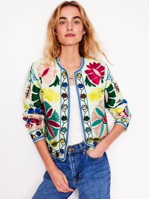 Embroidered Linen Jacket-Multi Embroidery