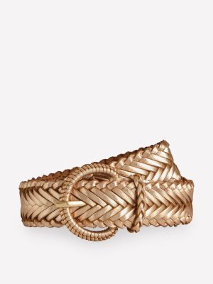 Woven Leather Belt-Gold