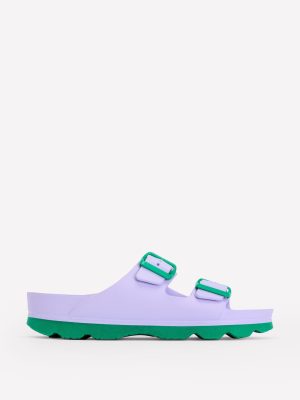 Lyla Double Buckle Sliders-Lavender Purple
