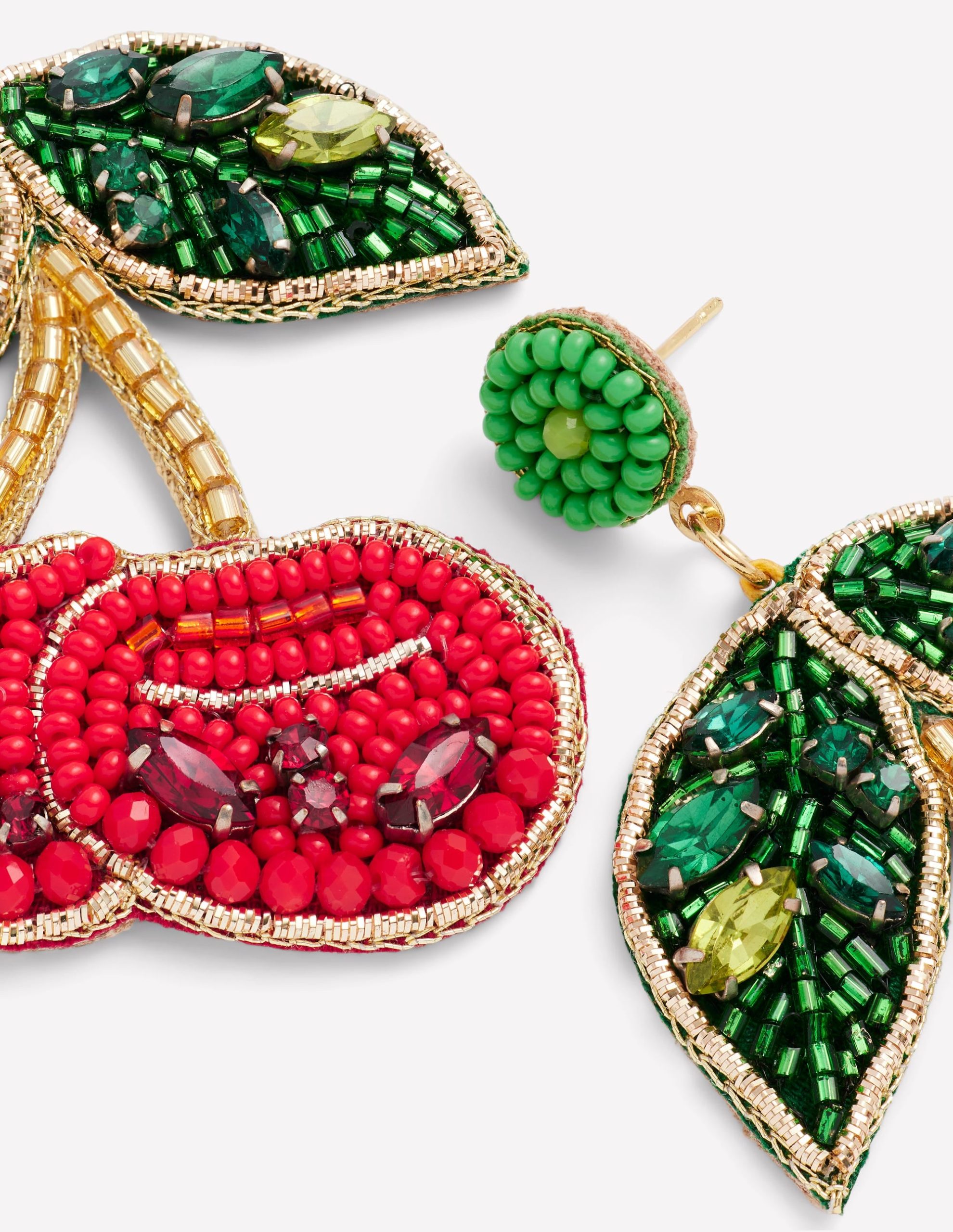 Beady Motif Earrings-cherry - Image 3