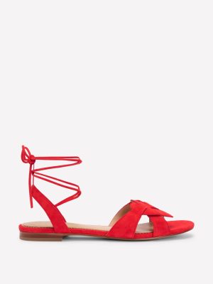 Heart Detail Flat Sandals-Post Box Red