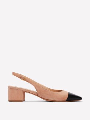 Ailsa Block Heel Slingbacks-Latte Suede