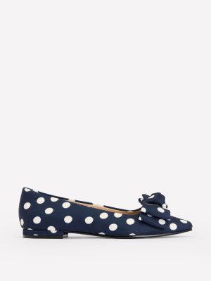 Chisel Toe Ballet Flat-French Navy. Abstract Dot