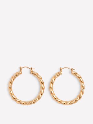 Large Chunky Twist Hoops-Gold
