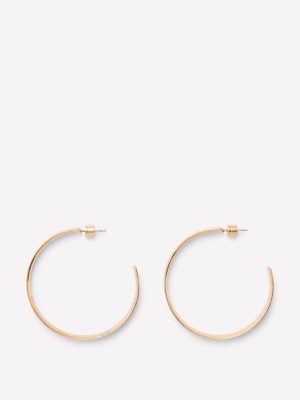 Large Hammered Hoop Earrings-Gold Colour