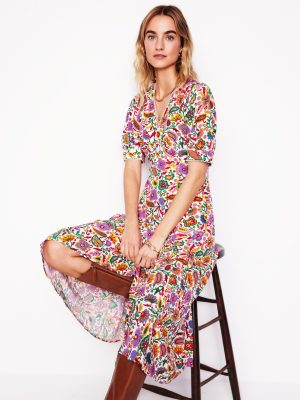 Rosie Godet Tea Dress-Multi. Oriental Paradise