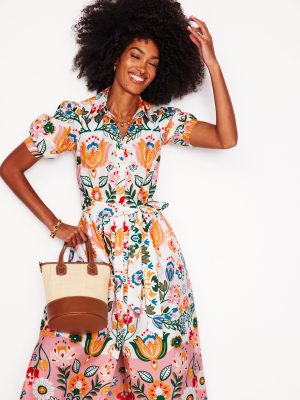 Alexa Maxi Shirt Dress-Ivory. Tulip Fusion