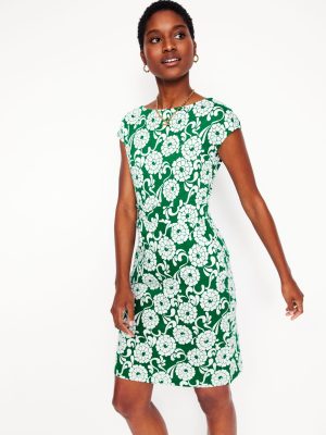 Florrie Jersey Dress-Rich Emerald. Blossom Swirl