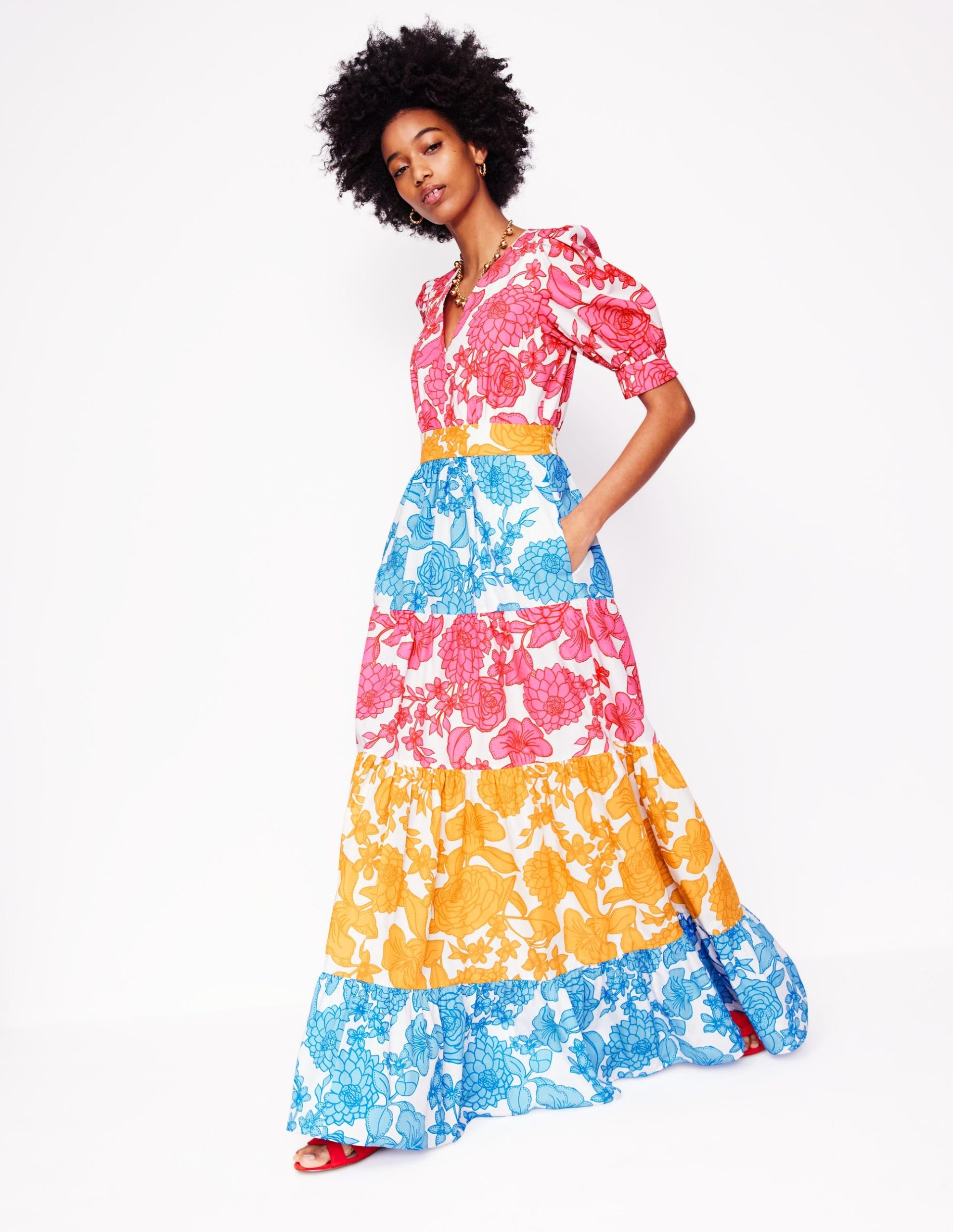 Bella Puff Sleeve Maxi Dress-Multi. Blossom Cascade - Image 5