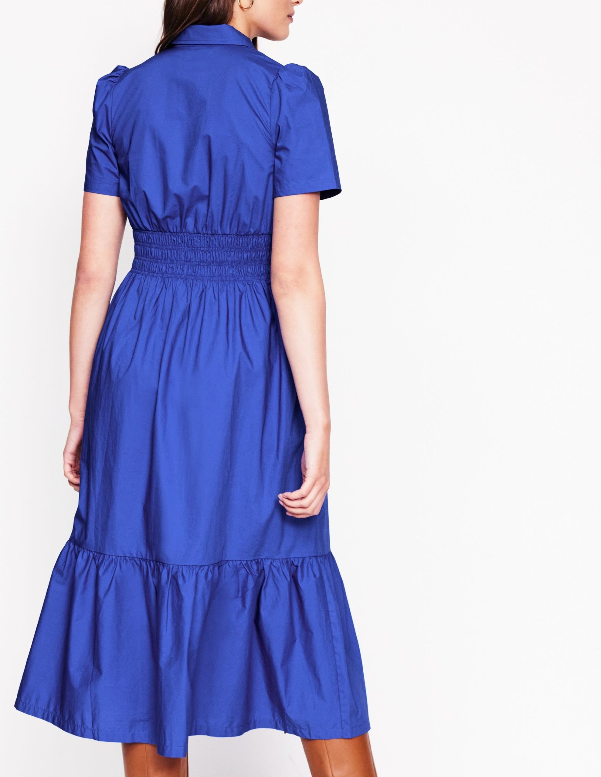 Jane Smocked Shirt Dress-Bright Blue - Image 4