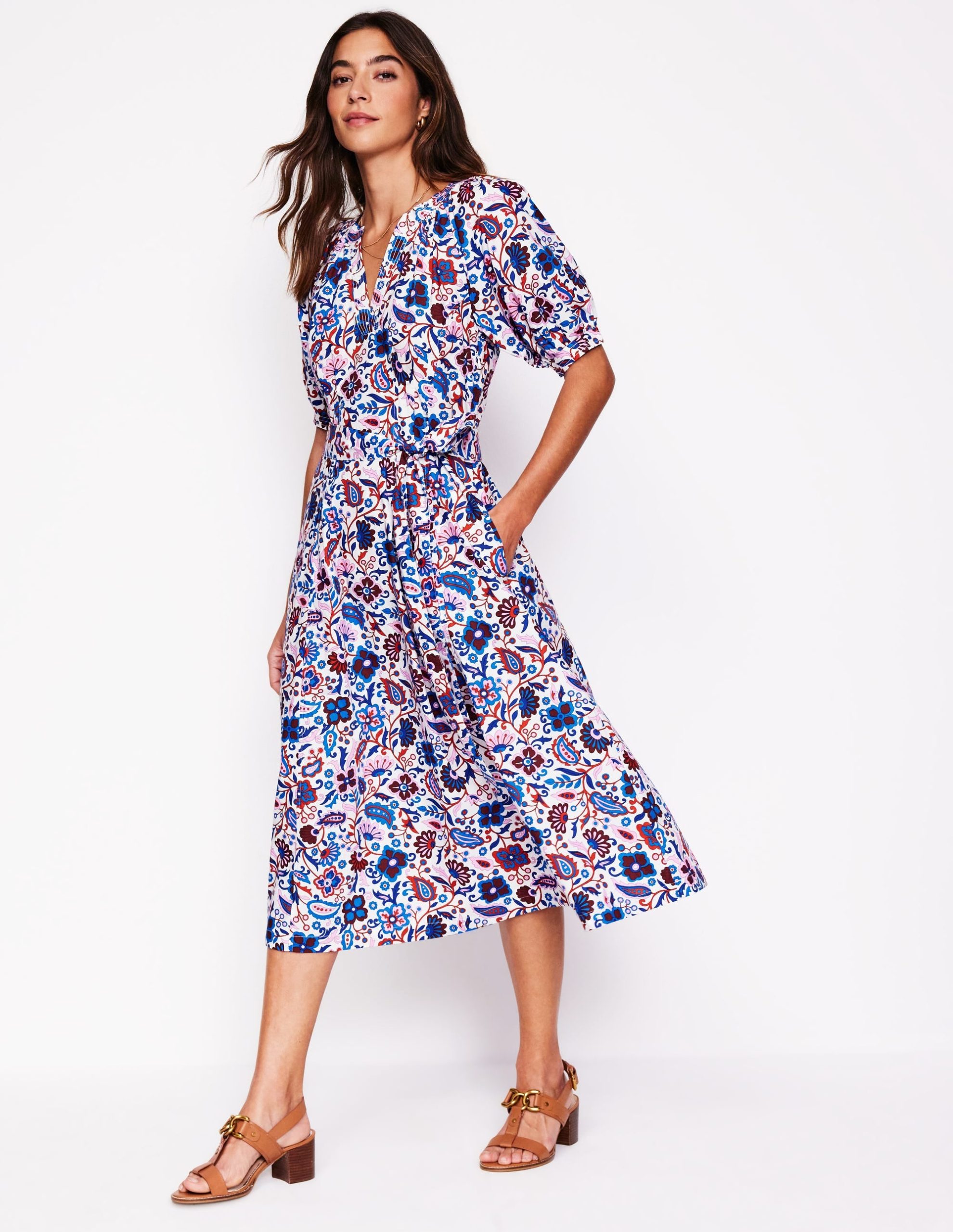 Bria Puff Sleeve Midi Dress-Multi. Oriental Paradise - Image 4