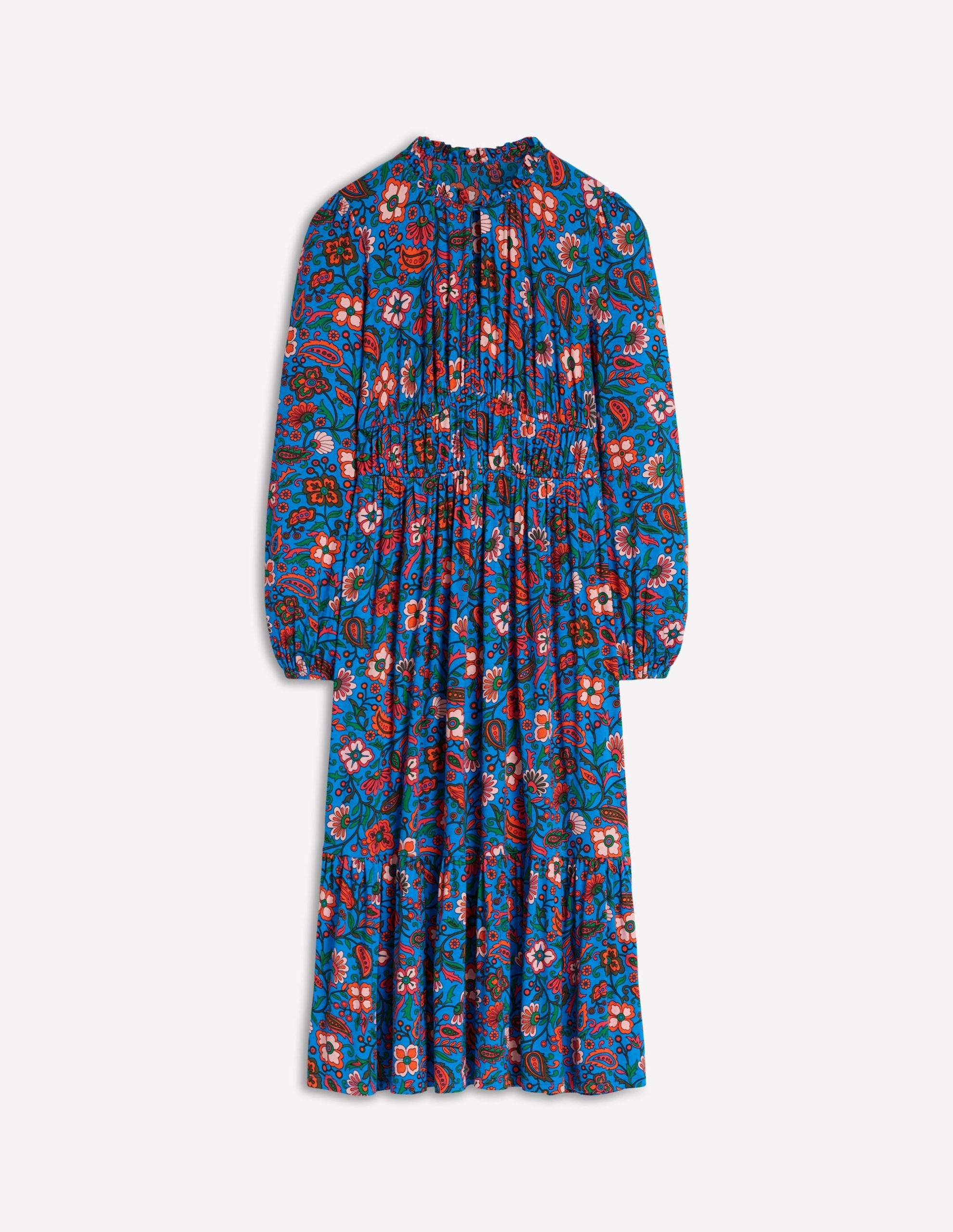 Rosamund Jersey Midi Tea Dress-Blue.Oriental Paradise - Image 5