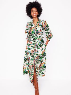 Clara Cotton Shirt Dress-Multi. Painted Village