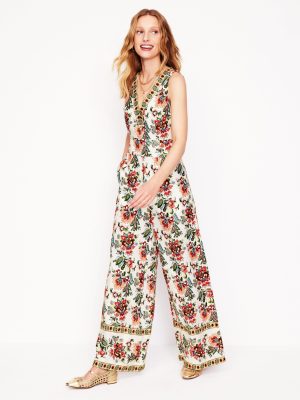 V-Neck Linen Jumpsuit-Ivory. Botanica Terrace