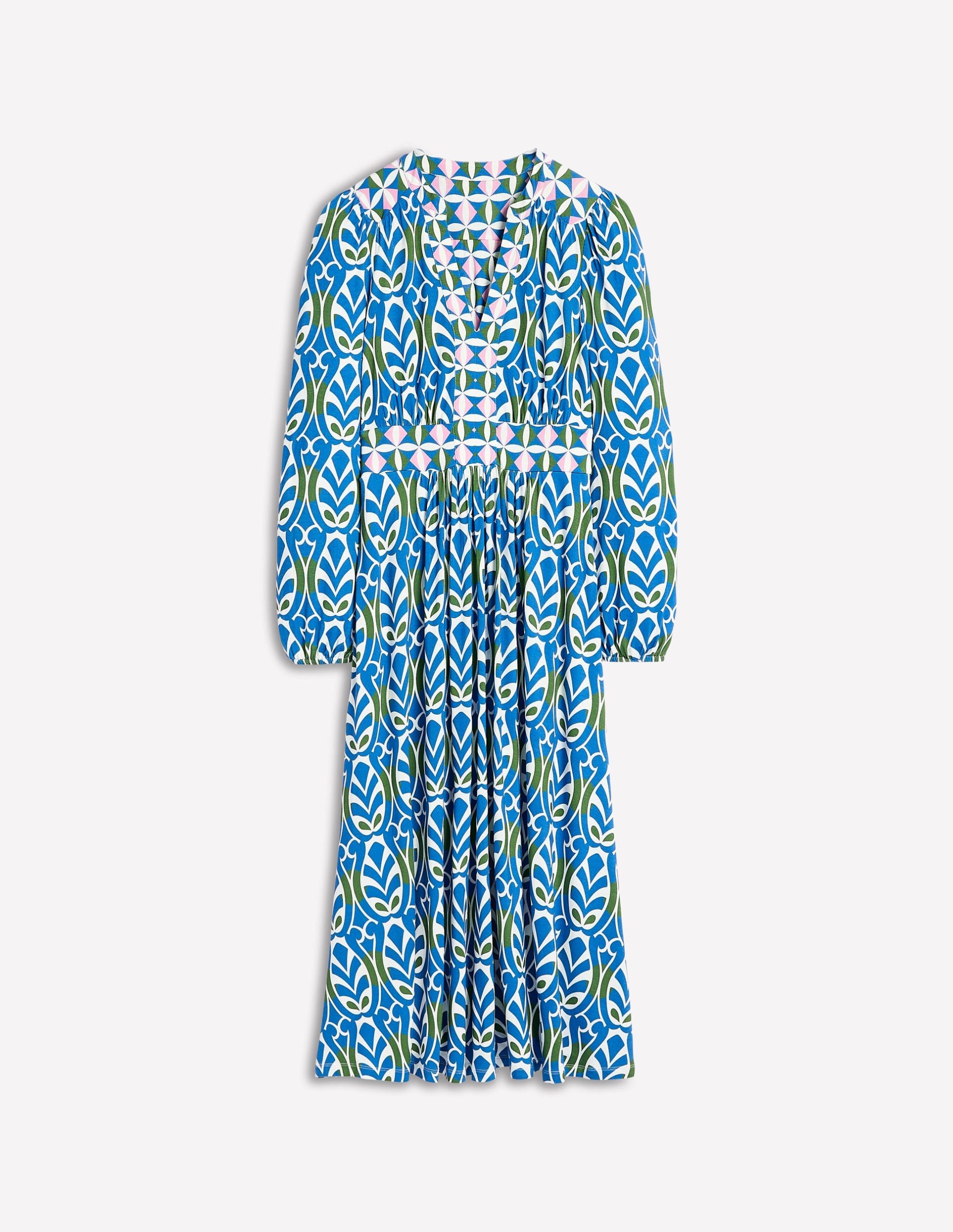 Lily Long Sleeve Midi Dress-Gallery Blue. Leaf Terrace - Image 6