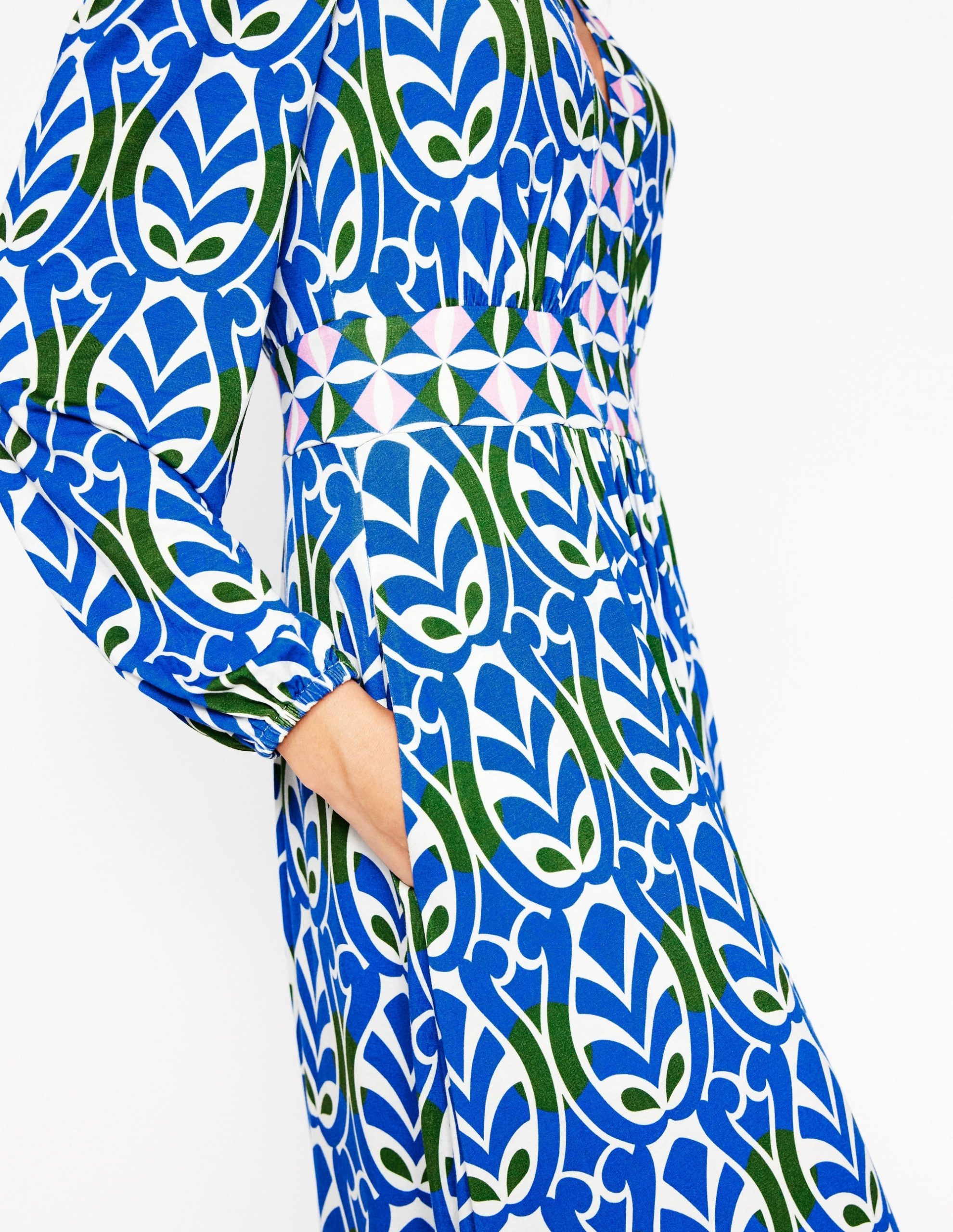 Lily Long Sleeve Midi Dress-Gallery Blue. Leaf Terrace - Image 2
