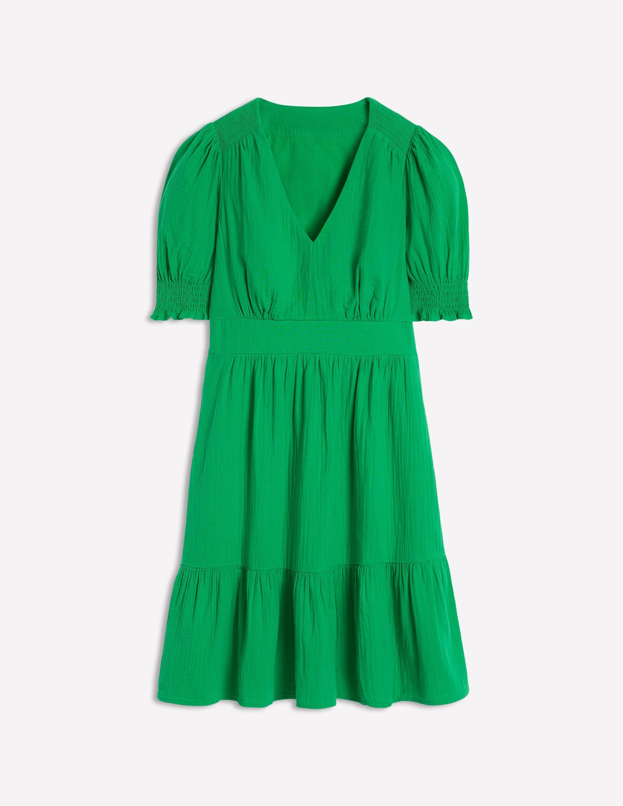 Anna Double Cloth Short Dress-Bright Green - Image 5