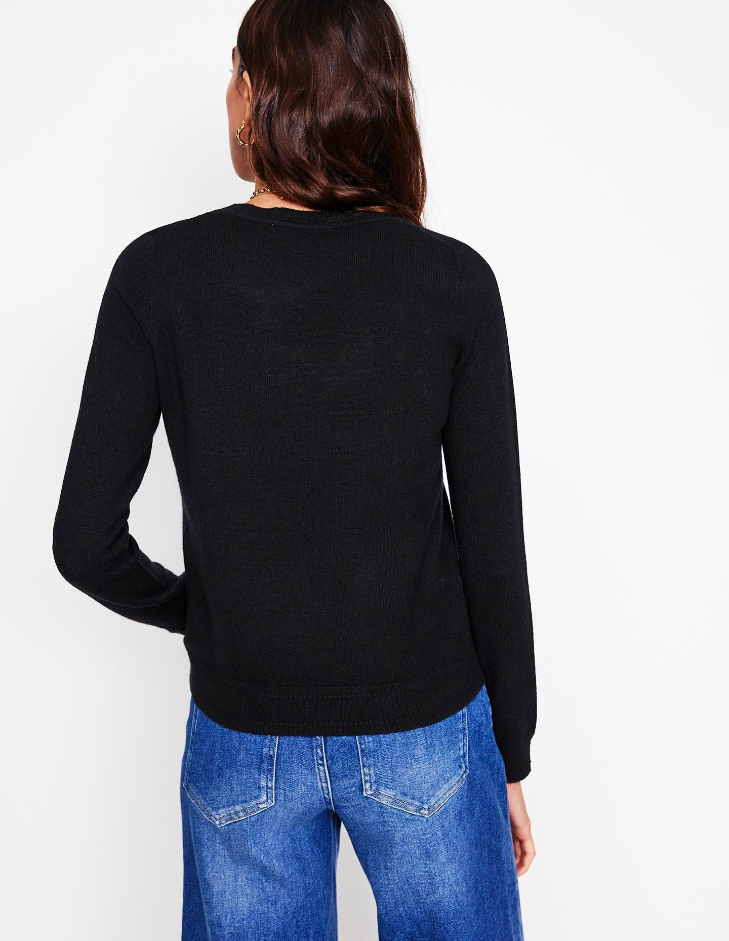 Eva Cashmere Crew Neck Jumper-Black - Image 3