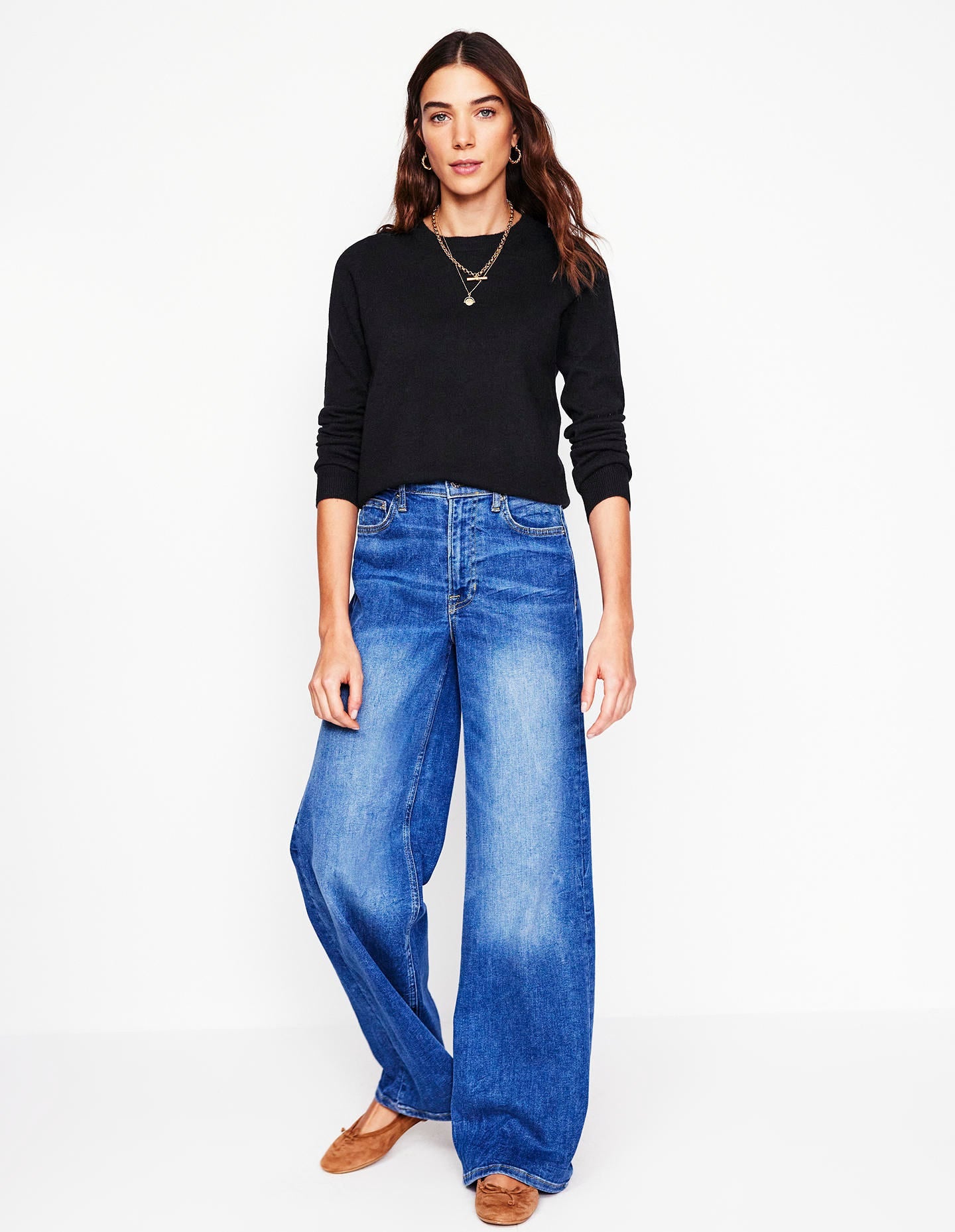 Eva Cashmere Crew Neck Jumper-Black - Image 4