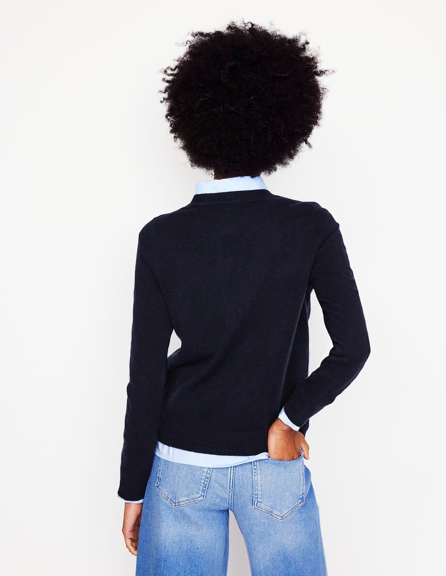 Eva Cashmere Crew Neck Jumper-Navy - Image 2