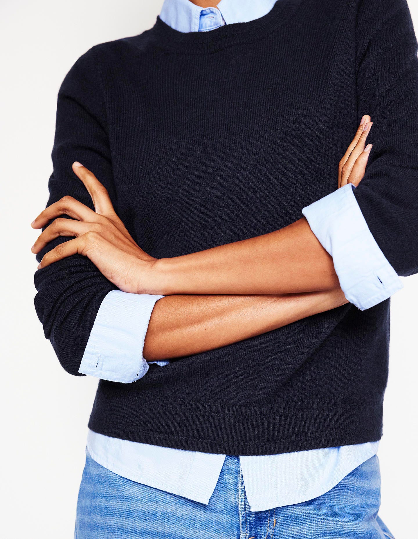 Eva Cashmere Crew Neck Jumper-Navy - Image 3