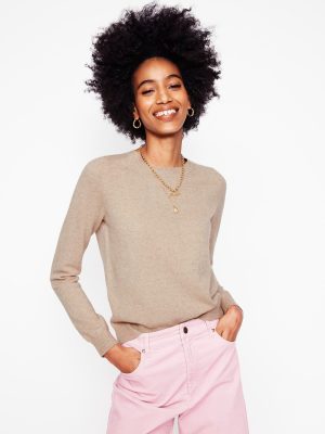 Eva Cashmere Crew Neck Jumper-Chinchilla Melange