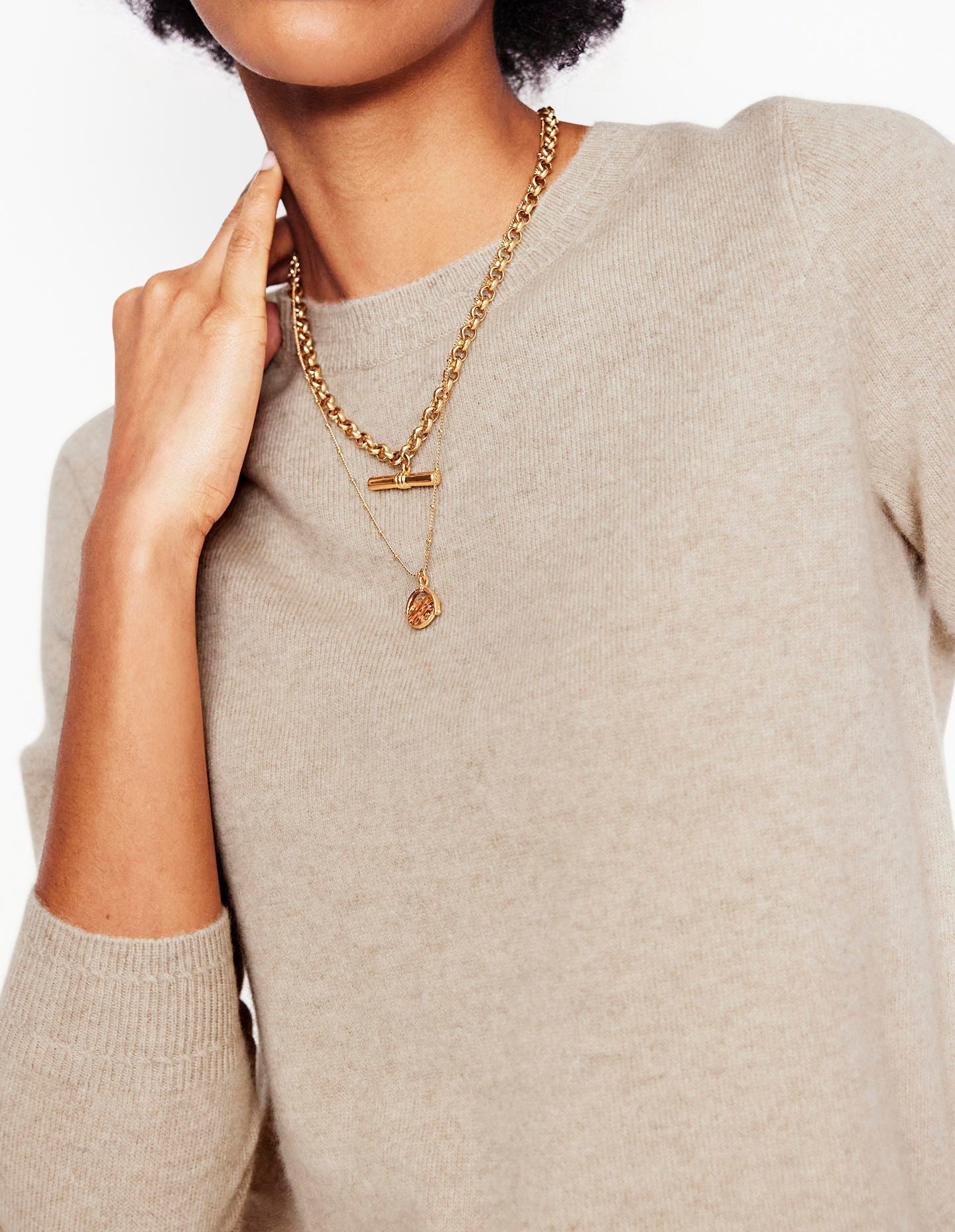 Eva Cashmere Crew Neck Jumper-Chinchilla Melange - Image 3