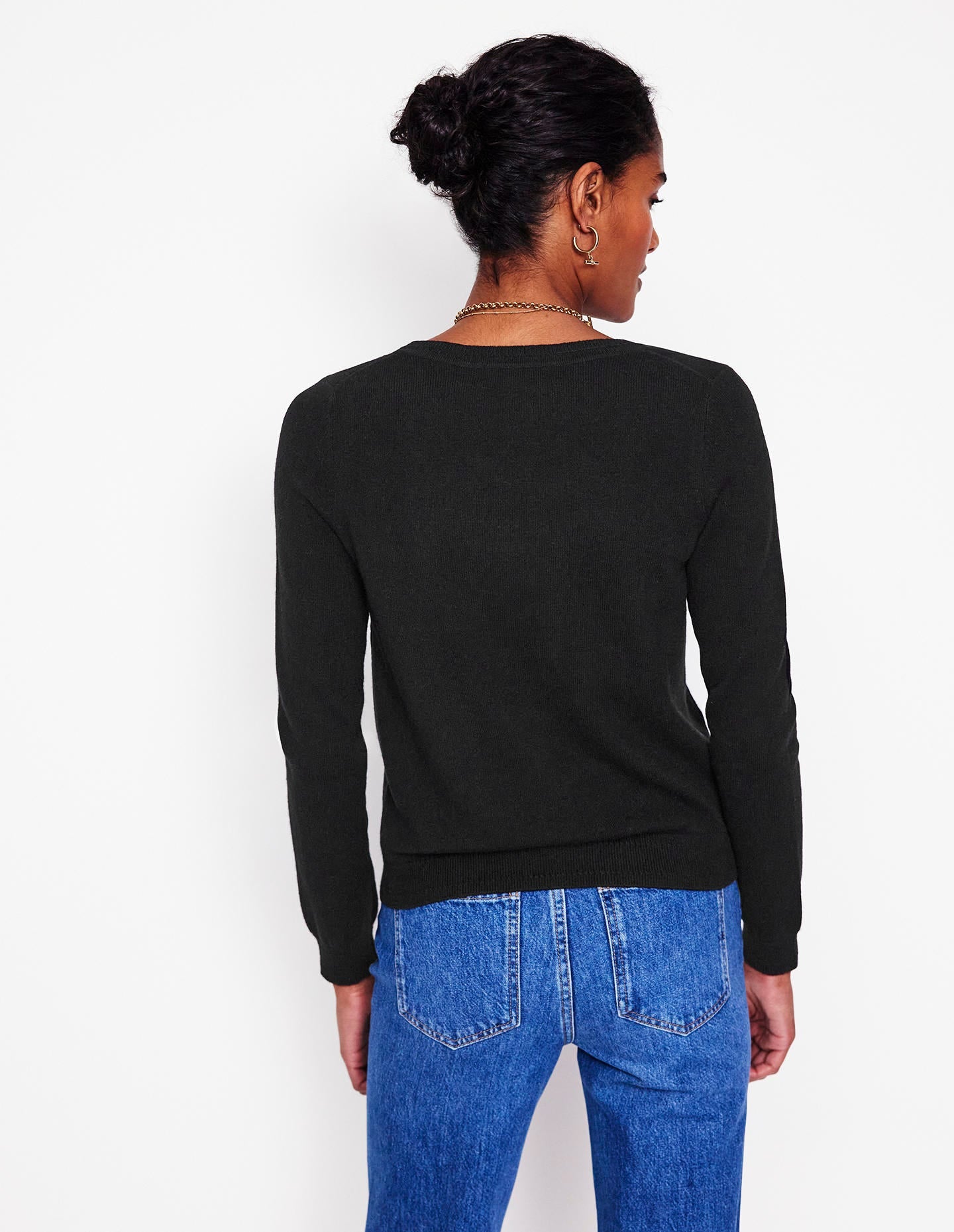 Eva Cashmere V-Neck Sweater-Black - Image 3