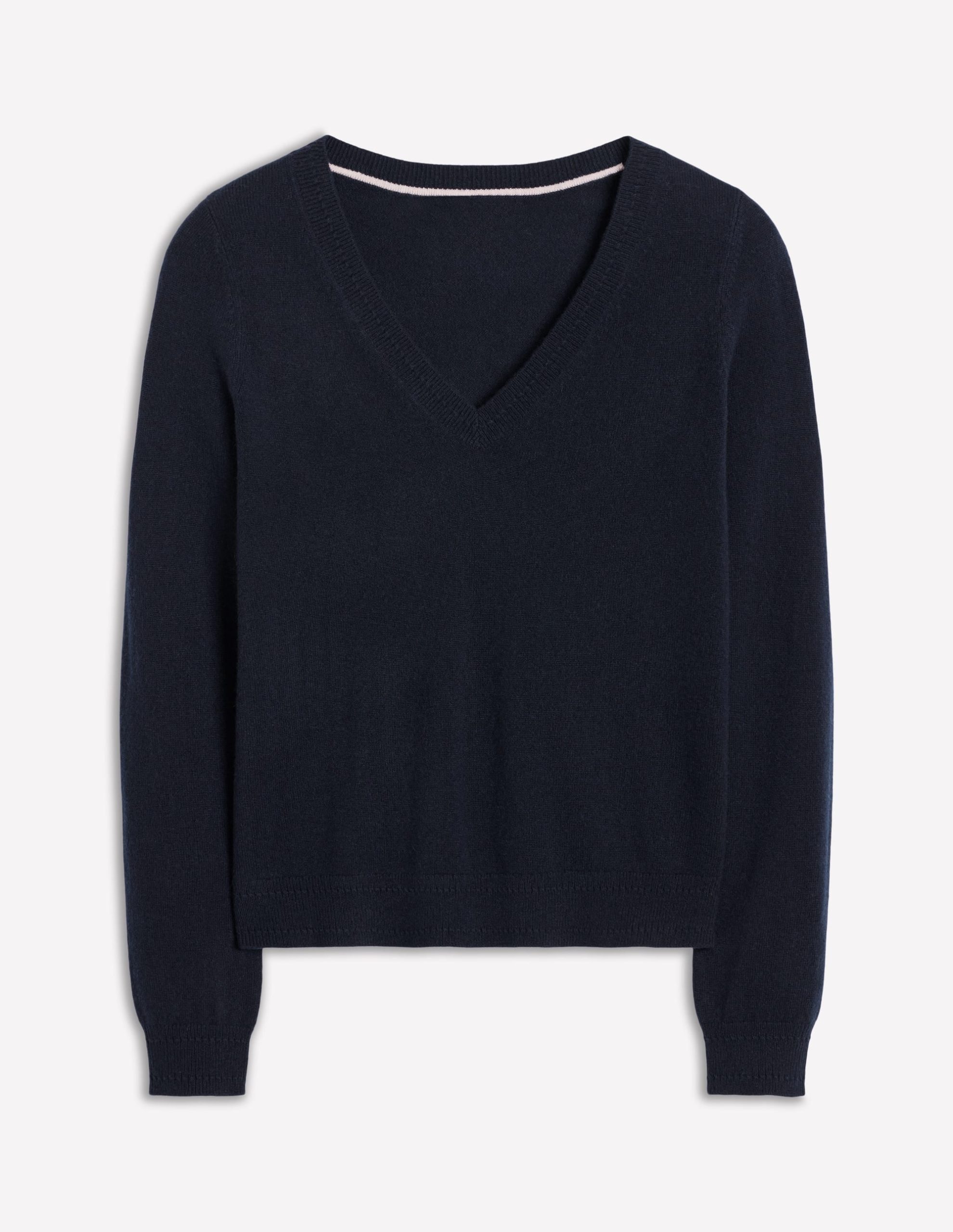 Eva Cashmere V-neck Jumper-Navy - Image 6
