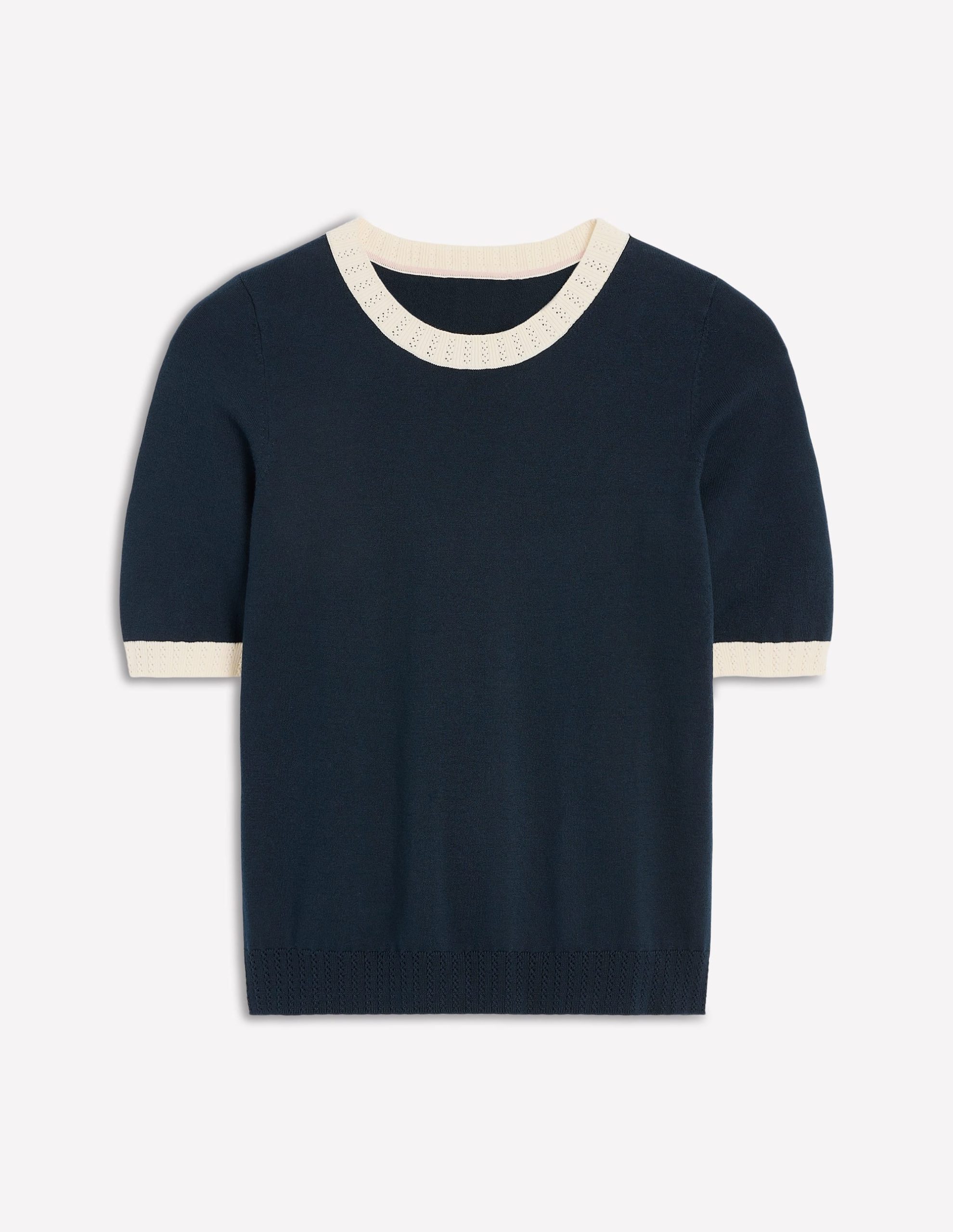 Emilia Cotton Crew T-shirt-Navy. Warm Ivory - Image 8