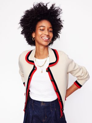 Holly Collared Knitted Jacket-Warm Ivory