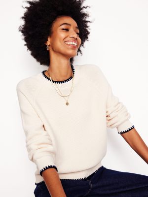 Lena Stitch Detail Sweater-Warm Ivory