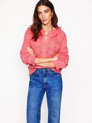 Alice Fluffy Stitch Cardigan-Salmon Pink