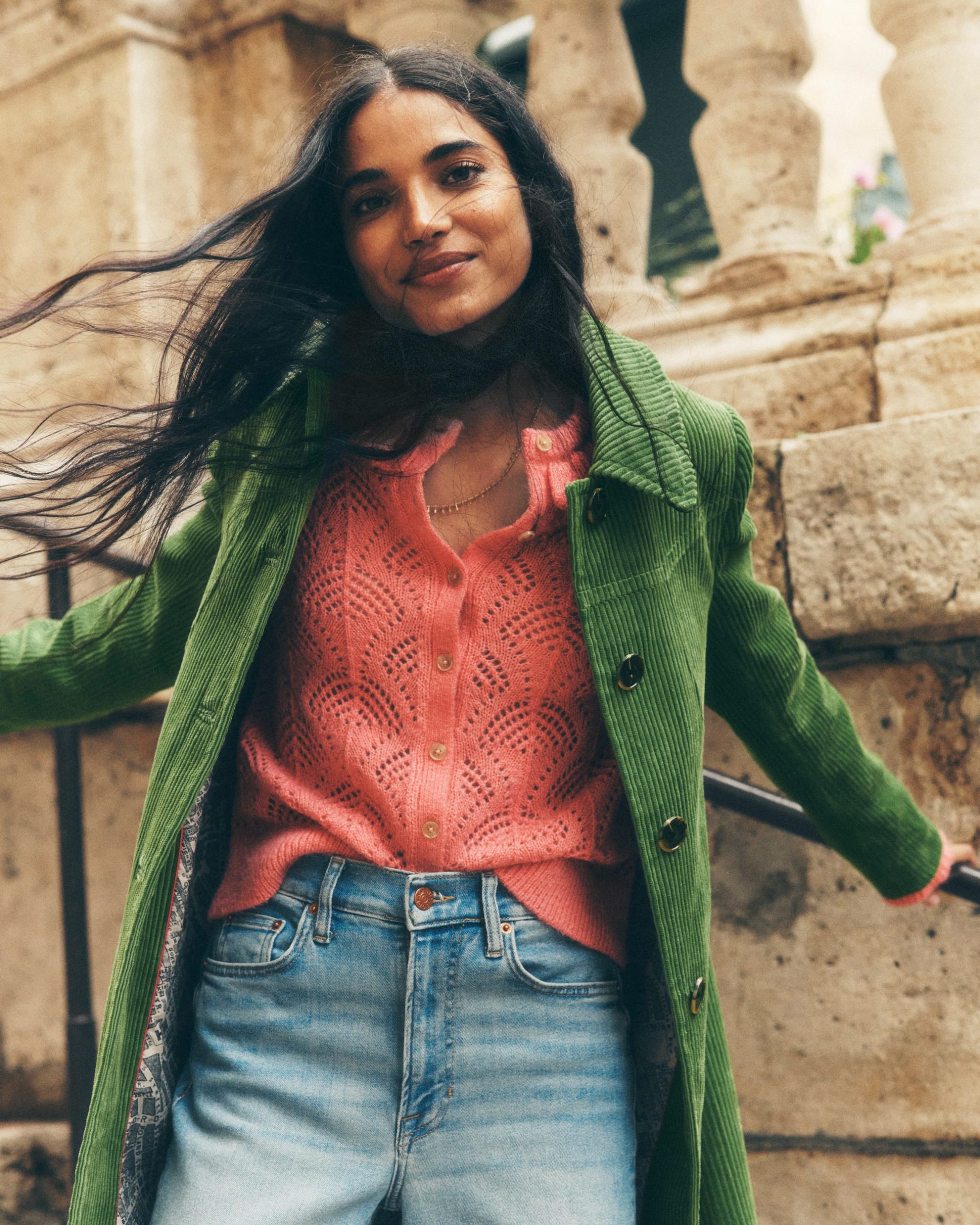 Alice Fluffy Stitch Cardigan-Salmon Pink - Image 5