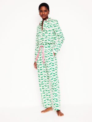 Cotton Sateen Pyjama Trousers-Ivory. Janet and Friends