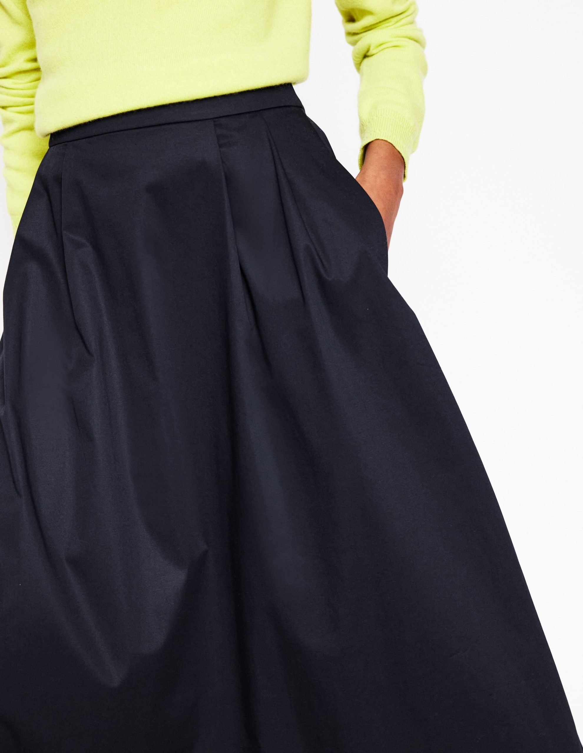 Isabella Cotton Sateen Skirt-Black - Image 3